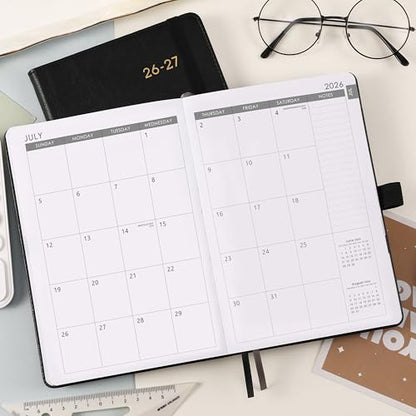 2026-2027 Planner - Academic Planner 2026-2027 Weekly Monthly Planner, July 2026 - June 2027, 5.7'' x 8.4'', Thick Paper, Leather Cover, Pen Holder, Back Pocket, Perfect Daily Organizer - Black - color: Black