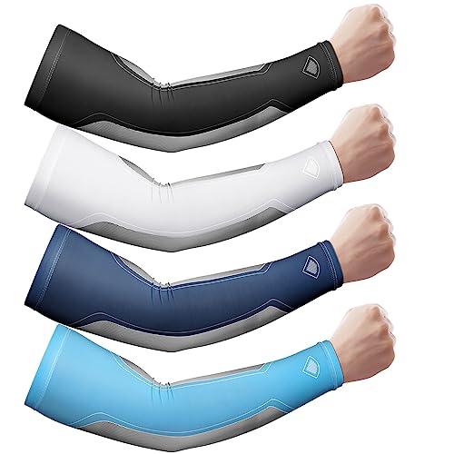 JenPen 4 Pair Arm Sleeves for Men, Cooling Sun Sleeve - color: Stylish Colors, size: Large