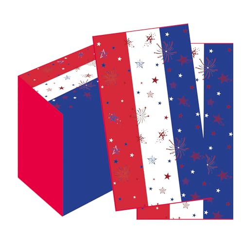 4th of July Napkins, 200Pcs Patriotic Napkins Disposable, Red White and Blue Star Stripe American Flag Paper Hand Towels Fourth of July Napkin for Table Dinner Bathroom Independence Day Party Supplies - color: Red white and blue-Patriotic, size: 200Pcs