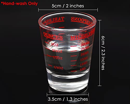 Shot Glasses Measuring Cup 2 Pieces Liquid Heavy Glass 30 Milliliter Scaled Measuring Glass for Liquid (Red, 30ml) - color: Red, size: 30ml