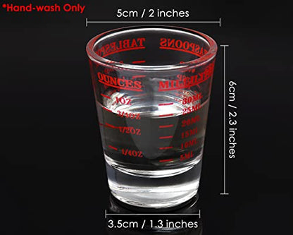 Shot Glasses Measuring Cup 2 Pieces Liquid Heavy Glass 30 Milliliter Scaled Measuring Glass for Liquid (Red, 30ml) - color: Red, size: 30ml