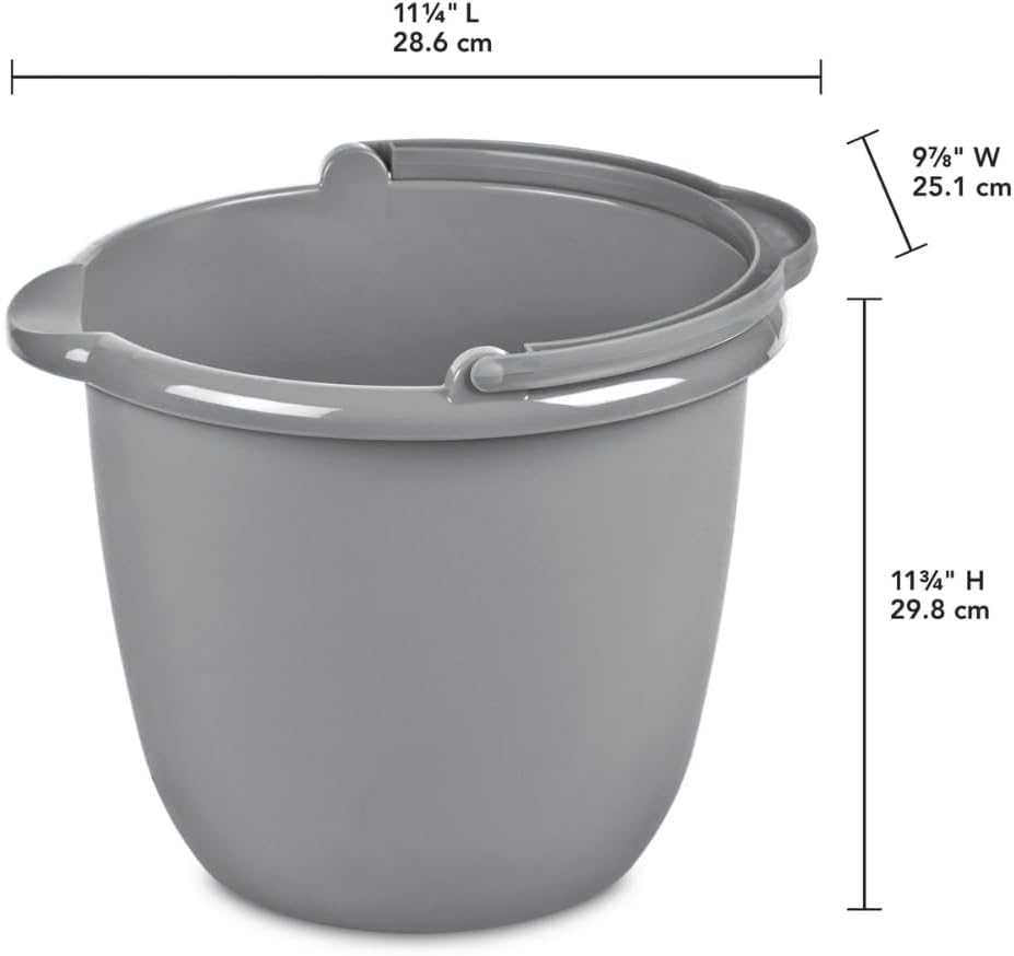 10 Qt. Spout Pail – Classic Titanium Plastic Utility Bucket with Comfortable Handle, Durable Multi-Purpose Pail for Household Cleaning & Storage
