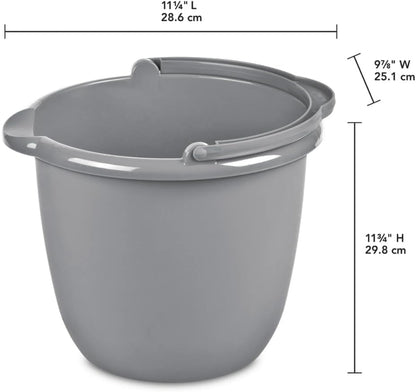 10 Qt. Spout Pail – Classic Titanium Plastic Utility Bucket with Comfortable Handle, Durable Multi-Purpose Pail for Household Cleaning & Storage