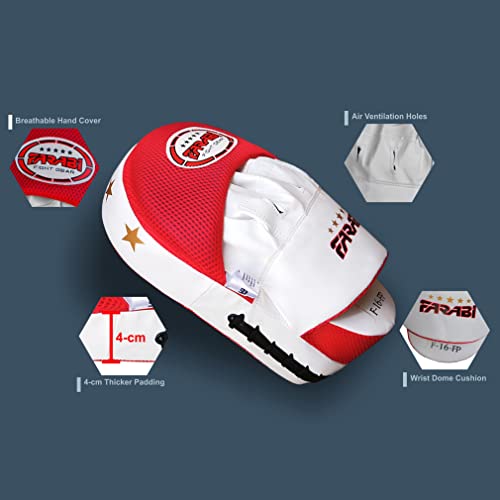 Boxing Pads Durable Curved Boxing Mitts — Lightweight Punching Mitts MMA, Muay Thai Training, Kickboxing Martial Arts & Sparring Pads - color: Red