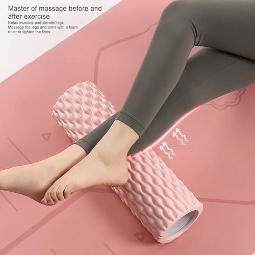 Sports Foam Roller -15inch Tissue Massager, Yoga Muscle Roller | Deep Tissue Massage Fitness Foam Rollers, Foam Muscle Water Drop Roller, Column Indoor Home Muscle Relaxation Foam Roller Fitness Yoga - color: Pink