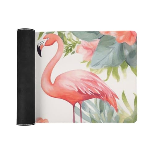Large Size Gaming Mouse Pad Flamingos and Flowers Desk Mat Non-Slip Base Waterproof Desktop Writing Pad for Office Home - color: Flamingos and Flowers, size: 40x90cm