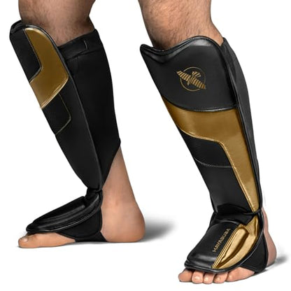 Hayabusa T3 Full-Back Shin Guards - color: Black/Gold, size: X-Large