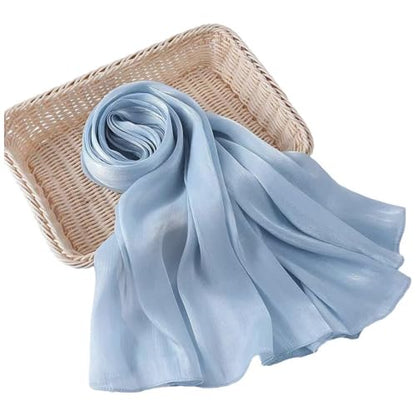 Women Premium Hijab Head Scarf Lightweight Shimmer Scarves Crepe Wedding Shawls and Wraps for Evening Dresses Shiny - color: Blue 21#