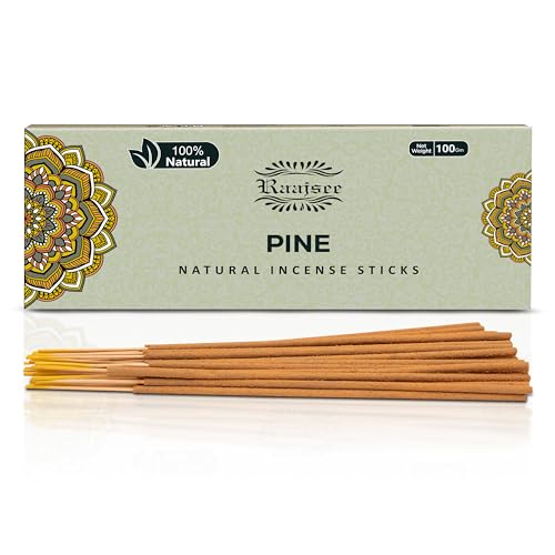 Raajsee Pine Incense Sticks 100 Gm Pack-100% Pure Organic Natural Hand Rolled Free from Chemicals-for Church,Aroma Therapy,Relaxation,Meditation & Sensual Therapy - color: Pine