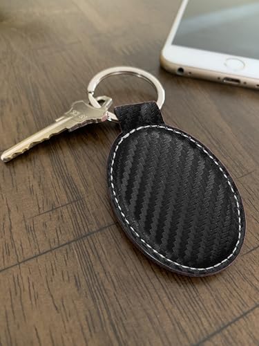LaserGram Oval Keychain, Allah 1, Personalized Engraving Included (Carbon Fiber Black with Silver) - color: Carbon Fiber Black With Silver