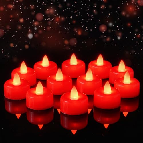 Amagic 12Pack Red Flameless LED Tea Lights Candles Battery Operated - color: Red, size: 12 Pack