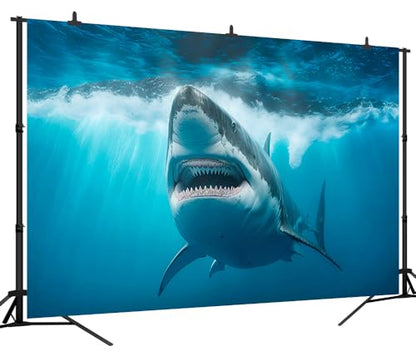 7x5 FT Shark Backdrop Shark Party Decorations Under The Sea Shark Underwater Aquarium Blue Sea Waves Great White Shark Background Shark Birthday Party Decorations Studio Props