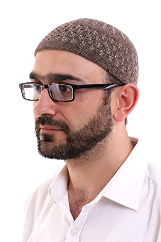 ihvan online Turkish Muslim Winter Velvet Kufi Hats for Men, Taqiya, Takke, Peci, Islamic Caps, Islamic Gifts, Standart Size - color: Brown