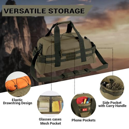 Hannibal Tactical 35L Large Duffle Bag, 3-in-1 Tactical Backpack MOLLE Pack for Sports/Gym/Outdoor, Coyote with Olive - color: Coyote with Olive