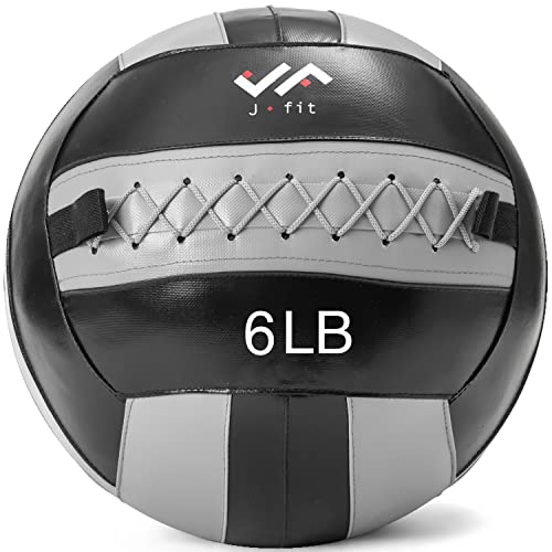 JFit Wall Ball – Premium Soft Weighted Exercise Ball for Strength, Conditioning, Gym & Home Workouts, 4-30 LB - color: Gray/Black, style: 6 LB