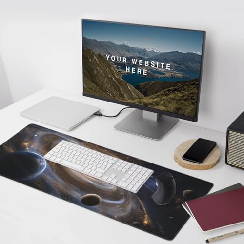 XXL Gaming Mouse Pad 35.4x15.7 Inch, Large Extended Desk Mat | Galaxy Space Design, Non-Slip Rubber Base, Water-Resistant Surface and Stitched Edges for Gaming, Office & Home - color: Galaxy Space