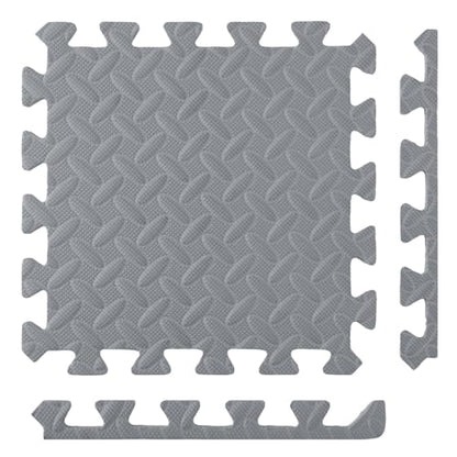 Interlocking Puzzle Exercise Mat, EVA Foam, 20" x 20", 1 cm Thick, Black, 24 Pieces, 64 Sq Ft, for Home Gym, Fitness Equipment and Play Areas (24, Grey) - color: Grey