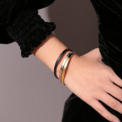 Qitian Islamic Jewelry Gifts for Women Allah Gold Bangles Bracelets Ayatul Kursi Arabic Cuff Bracelet for Women Men Islam Eid Ramadan New Year Gifts - color: J-Silver-Thin