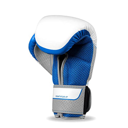 Sanabul Hyperstrike Boxing Gloves for Women, Kickboxing MMA Muay Thai Gloves, Training Sparring Punching Heavy Bag. - color: Blue/White, size: 12 oz