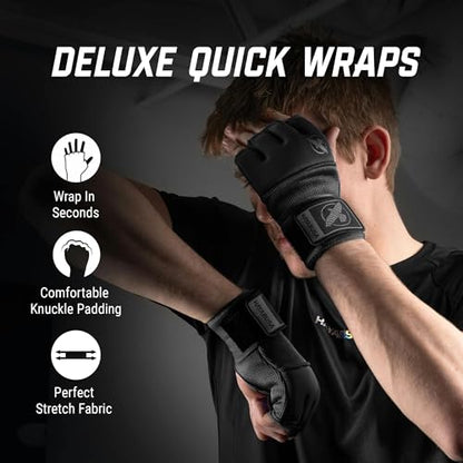 Hayabusa Deluxe Quick Wraps for Men and Women - Boxing & Martial Arts Hand Wraps - color: Black, size: Small