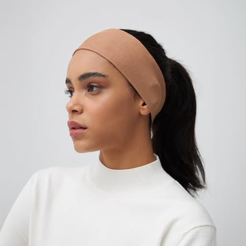 Modest Bandana Ribbed | For Muslim Women Undercap Pre-Sewn Inner Scarf Accessory Easy To Wear - color: Warm Taupe