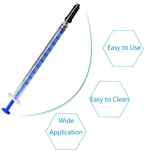 100 Pack Luer Slip Syringe with Cap, 1Milliliter 1cc Syringe No Needle, Non-Sterile, Not for Injection
