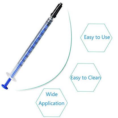 100 Pack Luer Slip Syringe with Cap, 1Milliliter 1cc Syringe No Needle, Non-Sterile, Not for Injection