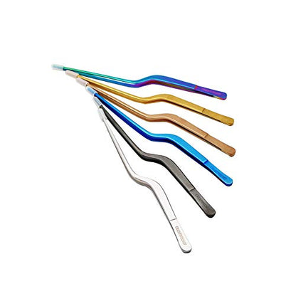 CREATIVECHEF 8 Inch Curved Stainless Steel Precision Kitchen Cooking Multi-function Tweezers Culinary Offset Tweezer Tongs (Curved, color) - color: Colorful