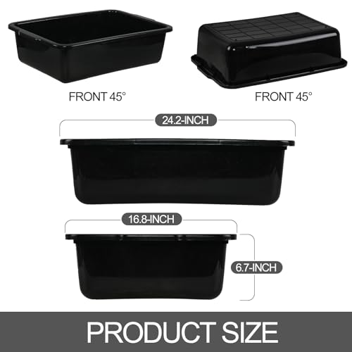 4 Pack Commercial Bus Tubs, Bus Box/Tote Box, Black (35 L) - size: 35 L