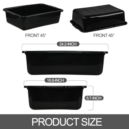 4 Pack Commercial Bus Tubs, Bus Box/Tote Box, Black (35 L) - size: 35 L