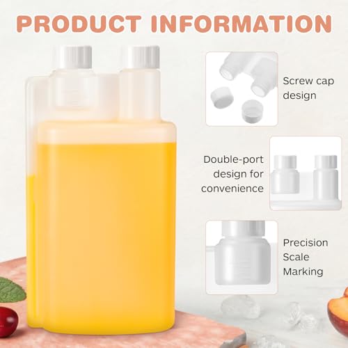 CHENGU Plastic Flask with Built in Shot Glass Measuring Bottles Graduated Chamber with Caps Liquid Dispenser for Liquids to Store and Pour for Concerts Travel Camping Party(1 Pc,33.8 Oz, 0.67 oz) - size: 33.8 oz, 0.67 oz