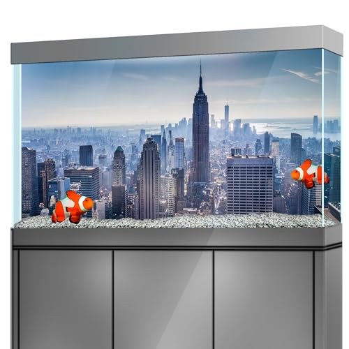 Aquarium Background Stickers - New York City Skyline Metropolis Self-Adhesive Fish Tank Reptile Terrarium Decor Poster (120 x 60 cm / (47.2 x 23.6 inches)) - size: 120 x 60 cm / (47.2 x 23.6 inches)