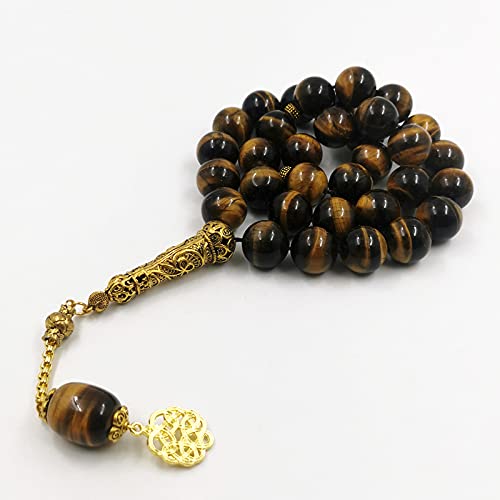 Tasbih Natural Big Size Tiger Eye 33 45 66 99 Rosary Beads Muslim Luxurious Bracelets Gift Islamic Jewelry (16mm x 45beads) - size: 16mm x 45beads