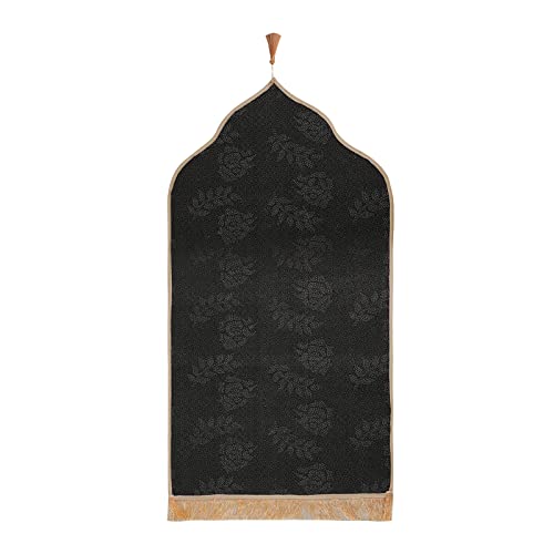 Muslim Prayer Rug Islamic Mat for Muslim Prayers Great Ramadan Gift for Muslim Men Women Portable Prayer Mat Rug Turkish Pocket Praying Rug Thick Large Padded Sajadah Muslim Prayer Rug Velvet Carpet - color: Light Tan