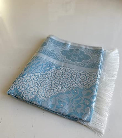 Muslim Prayer Rug and Beads with Elegant Slub Fabric Bag | Janamaz | Sajadah | Soft Islamic Prayer Rug | Islamic & Mawlid Gifts | Prayer Carpet Mat, Taffeta Fabric (Blue, 20 Sets) - color: Blue, size: 20 Sets