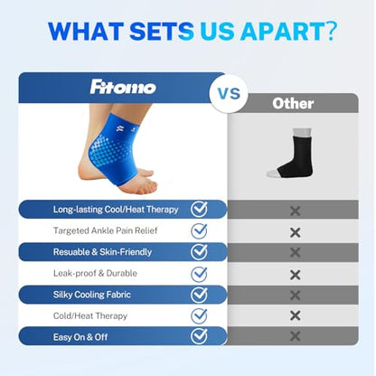 Ankle Ice Pack Wrap for Swelling with Thickened Cold Compression and Cooling Fabric, Ice Packs for Injuries Reusable for Swollen Feet, Achilles Tendonitis Relief, Plantar Fasciitis Relief - size: L