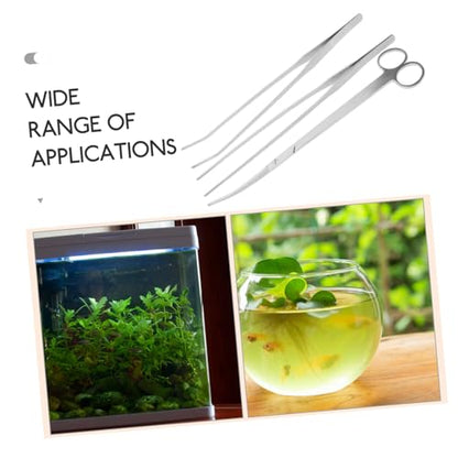 DECHOUS 1Set Aquarium Plant Tool Scissors Tweezers Spatula for Fish Tank Maintenance Compact Aquascaping Kit Long Handle Cleaning Gadgets for Aquatic Plants