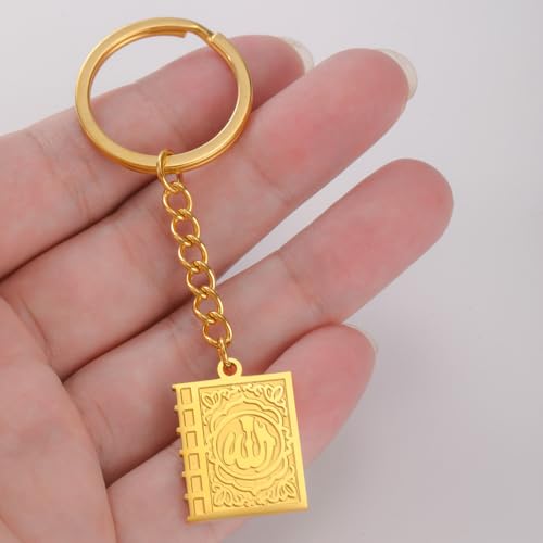 Keychain with Allah Square-shaped Keychain Islam Surah Koran Muslim Amulet Allah Keyrings Religious Keychain Jewelry - color: Allah-k-g