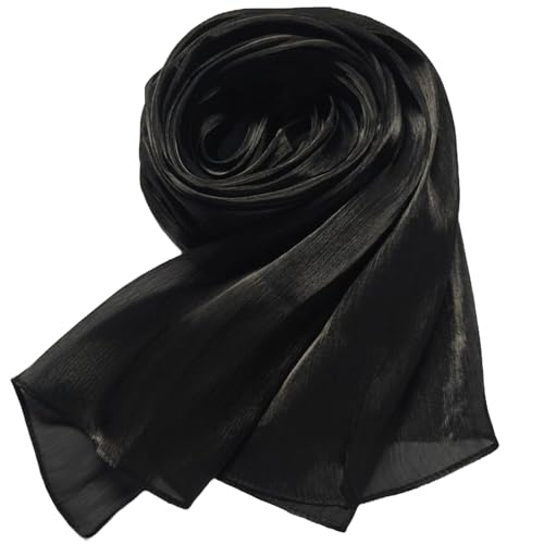 Women Premium Hijab Head Scarf Lightweight Shimmer Scarves Crepe Wedding Shawls and Wraps for Evening Dresses Shiny - color: Black 1#