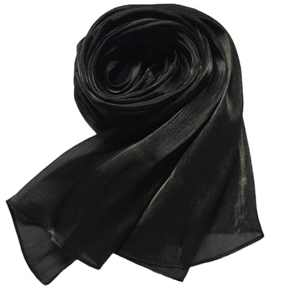 Women Premium Hijab Head Scarf Lightweight Shimmer Scarves Crepe Wedding Shawls and Wraps for Evening Dresses Shiny - color: Black 1#