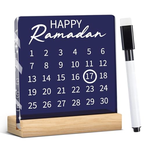 Islamic Ramadan Countdown Decor Ramadan Decorations for Home Table Eid Mubarak Decorations Happy Ramadan Acrylic Sign for Farmhouse Desk - style: Rustic