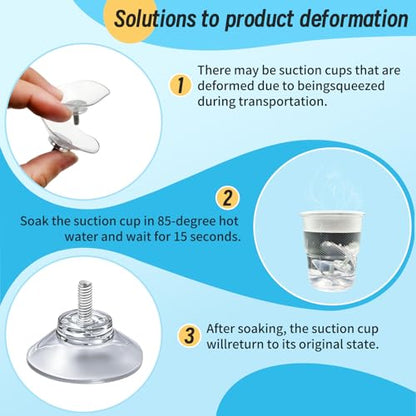 12 Pack 30mm/1.18" Clear PVC Suction Cup Mounts with M4 nut | MINI Transparent Sucker Holders for Bathroom, Window & Car Shade Installation