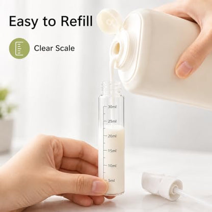 4-in-1 Detachable Travel Dispenser Bottles Set Foldable Pump Leak-Proof, Carry-On Compliant 30ml/1OZ Refillable Containers for Shampoo Lotion Body Wash with Protective Case - color: Green