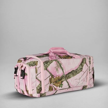 WOLFpak 30L Perfect Duffle Bag (Realtree APX Flushing Pink) Tactical Gym Bag Hardshell Base 1000D Waterproof Travel Carry On with Shoe Compartment, Dual Cup Holders, Laptop Sleeve & Molle Straps - color: Realtree APX Flushing Pink