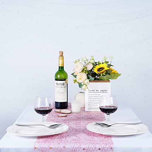 OSVINO Starry Moon Table Runner, Sequin Glitter Mesh for Wedding Party - color: Red