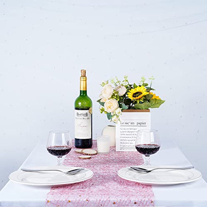 OSVINO Starry Moon Table Runner, Sequin Glitter Mesh for Wedding Party - color: Red