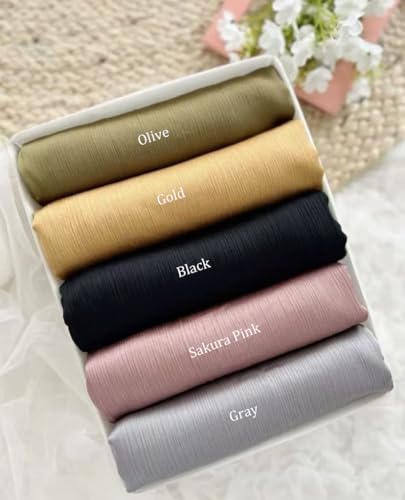 Luxury Silky Satin Hijab for Women, Shimmer Crinkle Muslim Head Scarf, Graceful Feminine Charm - color: Gold