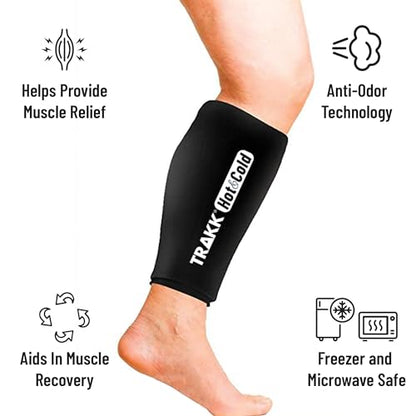 TRAKK Hot & Cold Compression Knee Sleeve - Reusable Knee Ice Pack Wrap for Pain Relief, Swelling, Arthritis, Sports Injuries & Muscle Recovery – Freezer & Microwave Safe