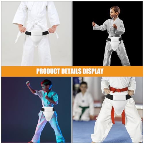 Healeved Taekwondo Groin Protector 2pcs Adjustable Hook and Loop Boxing Groin Guard Martial Arts Training Sparring Gear Protective Cup for Boys Combat Safety