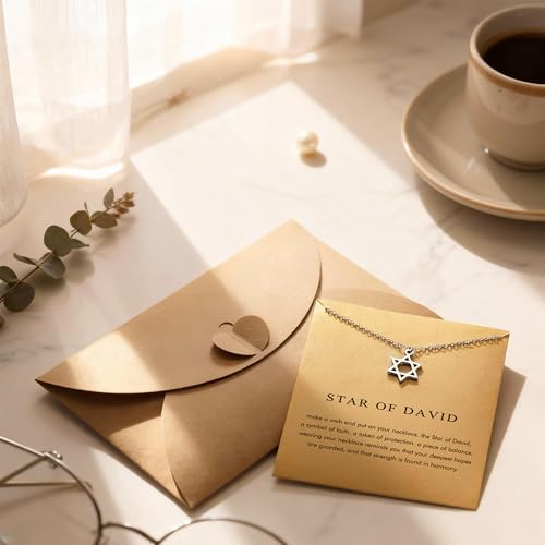 Dainty Silver Necklace for Women - Ankh Jesus Horse Celtic Cross Necklace for Women, Dainty Charm Spider Christian Gifts for Friends Sister Mom, Birthday, Christmas, Mother's Day, Graduation Gifts - style: Star of David